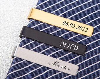 Personalized Tie Clip Custom Engraved Name Tie Clip Groomsmen Tie Bar Father of the Bride Gift Best Man Gift Father's Day Gift Wedding Gifts