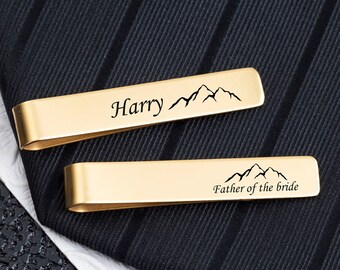 Tie Clip Gold,Father of the Groom Tie Clip,Tie Clip Personalized Tie Bar,Father of the Bride Gift,Gift from Bride,Boyfriend Birthday Gifts