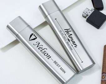 Personalized Cigar Case,Groomsman Gifts,Best Man Gift,Stainless steel Cigar Case,Engraved Cigar Holder,Groomsmen Cigar Case,Gifts For Men