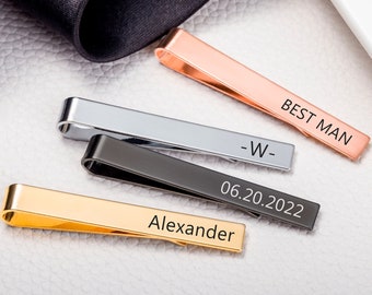 Tie Clips Engraved Tie Clip with Name,Personalized Tie Clip Custom Tie Bar Gift for Him,Best Man Gift for Groomsmen,Silver Tie Clip,Dad Gift