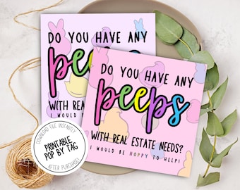 Spring Realtor Pop By Tag: Easter Peeps Design (Printable)