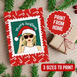 Taylor Swift Swiftmas Karte, Swiftie Print From Home Weihnachtskarte - 3 Größen 4 x 6 5 x 7 4,75, einfacher Sofortiger Download PDF-Datei, digitaler Download