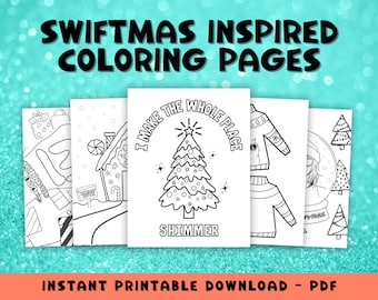 Christmas Coloring Art Pages - Printable Instant Download - Swiftie Inspired Craft