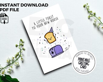 Housewarming Card: Toast to New Home, Congrats Greeting (PDF)