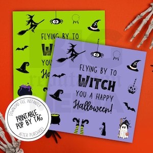 Étiquette-cadeau Happy Halloween, annonces immobilières Pop By, idées marketing imprimables, idées cadeaux de saison pour l'automne, appréciation client, impression rapide PDF