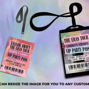 Birthday Era VIP Party Pass Digital Download, Any Size Available for Lanyards - Personalized Swiftie Version, WE EDIT + You Print @ Home