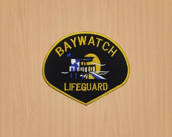 Naszywka z filmami, Baywatch LifeGuard Czarna naszywka, Naszywka do prasowania, Naszywka haftowana na kurtki, Easy Patch, Naszywka do przyszycia 8x9,5 cm