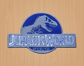 Naszywka z filmami, Superbohater Jurassic Park Niebieska naszywka, Naszywka do prasowania, Naszywka haftowana na kurtki, Łatwa naszywka, Naszywka do przyszycia 12 x 9 cm