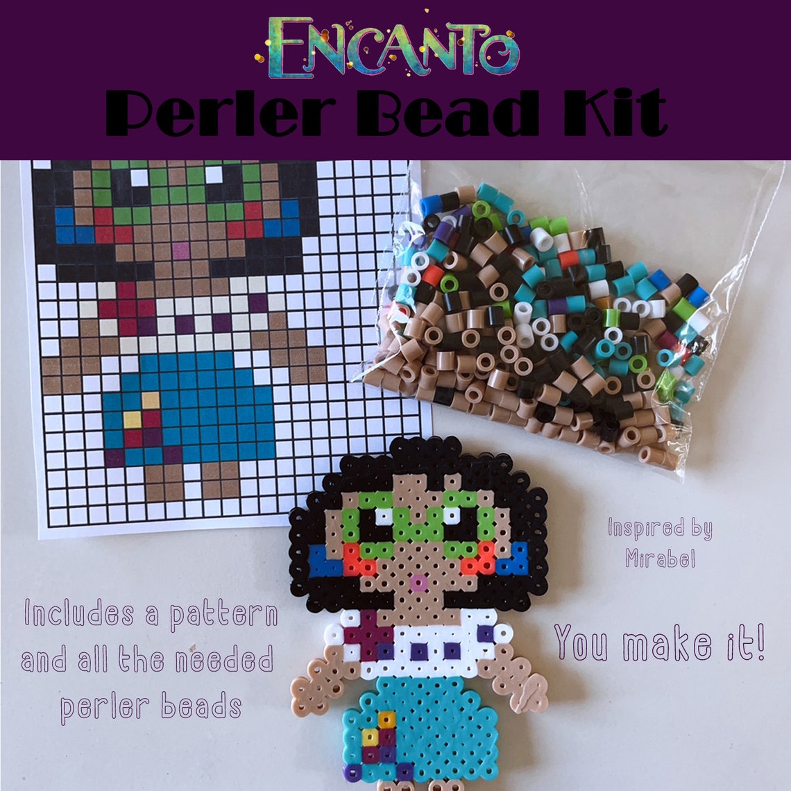 Perler Bead Kit Inspired by Encanto Mirabel Isabella Etsy Hong Kong