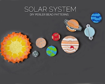DIGITAL DOWNLOAD Solar System DIY Perler Bead Patterns Sun, Mercury, Venus, Earth, Mars, Jupiter Saturn Craft