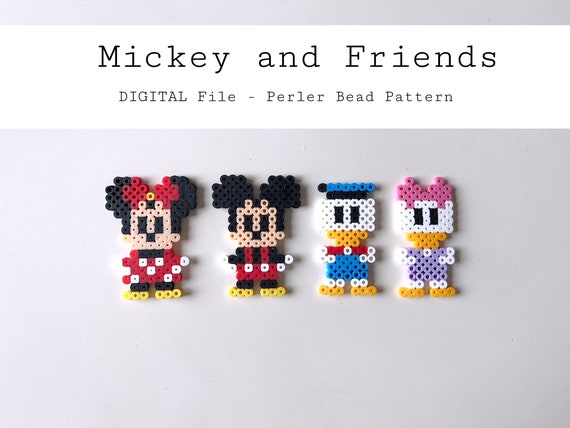 DIGITAL FILE ONLY - Mini Mickey Mouse, Minnie, Daisy and Donald Perler Bead  Pattern