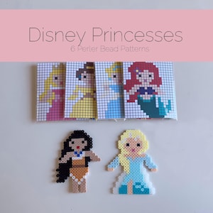 DIGITAL FILES ONLY - Princess Collection - Perler Bead Patterns - Ariel, Aurora, Belle, Cinderella, Elsa, Pocahontas