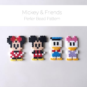 DIGITAL FILE ONLY - Mini Mickey Mouse, Minnie, Daisy and Donald Perler Bead Pattern