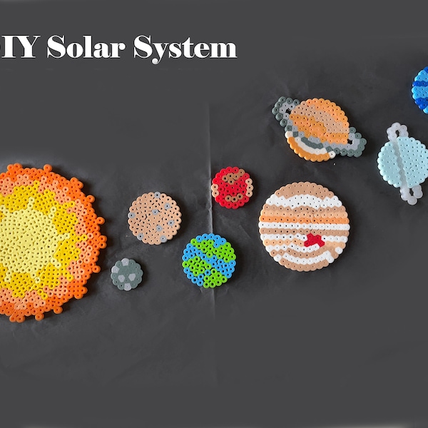 DIGITAL DOWNLOAD Solar System DIY Perler Bead Patterns Sun, Mercury, Venus, Earth, Mars, Jupiter Saturn Craft