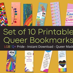 10 Printable LGBTQ Bookmarks | LGBT | Queer | Transgender | Gay Pride Month | 2SLGBTQIA+ | Instant Download, Downloadable, Book Accessories