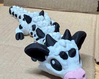 Dragón vaca flexible y adorable: juguete impreso en 3D, regalo único para niños y coleccionistas.