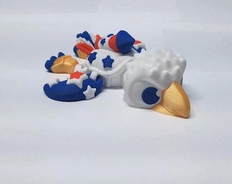 Tortuga patriótica del 250 aniversario de EE. UU. – Águila calva y estrellas impresas en 3D – Regalo único para la celebración del 50 aniversario del estado