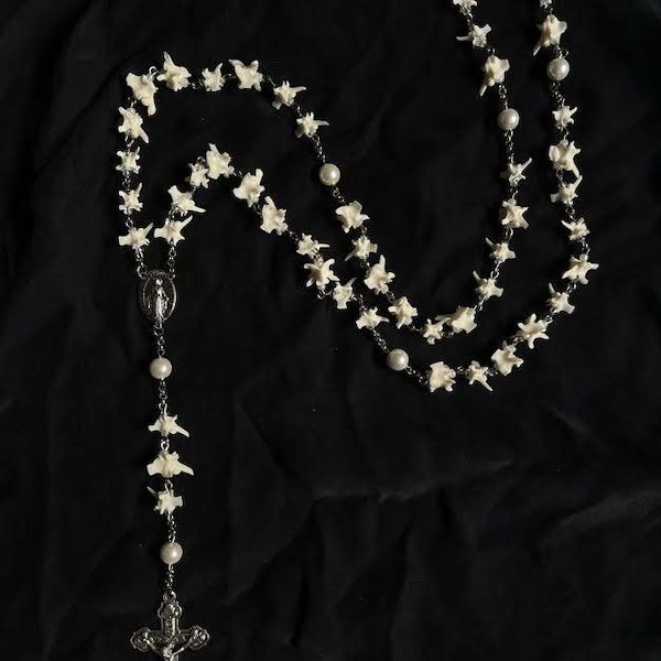 Rattlesnake Vertebrae Rosary: Gothic Crucifix Bone Necklace