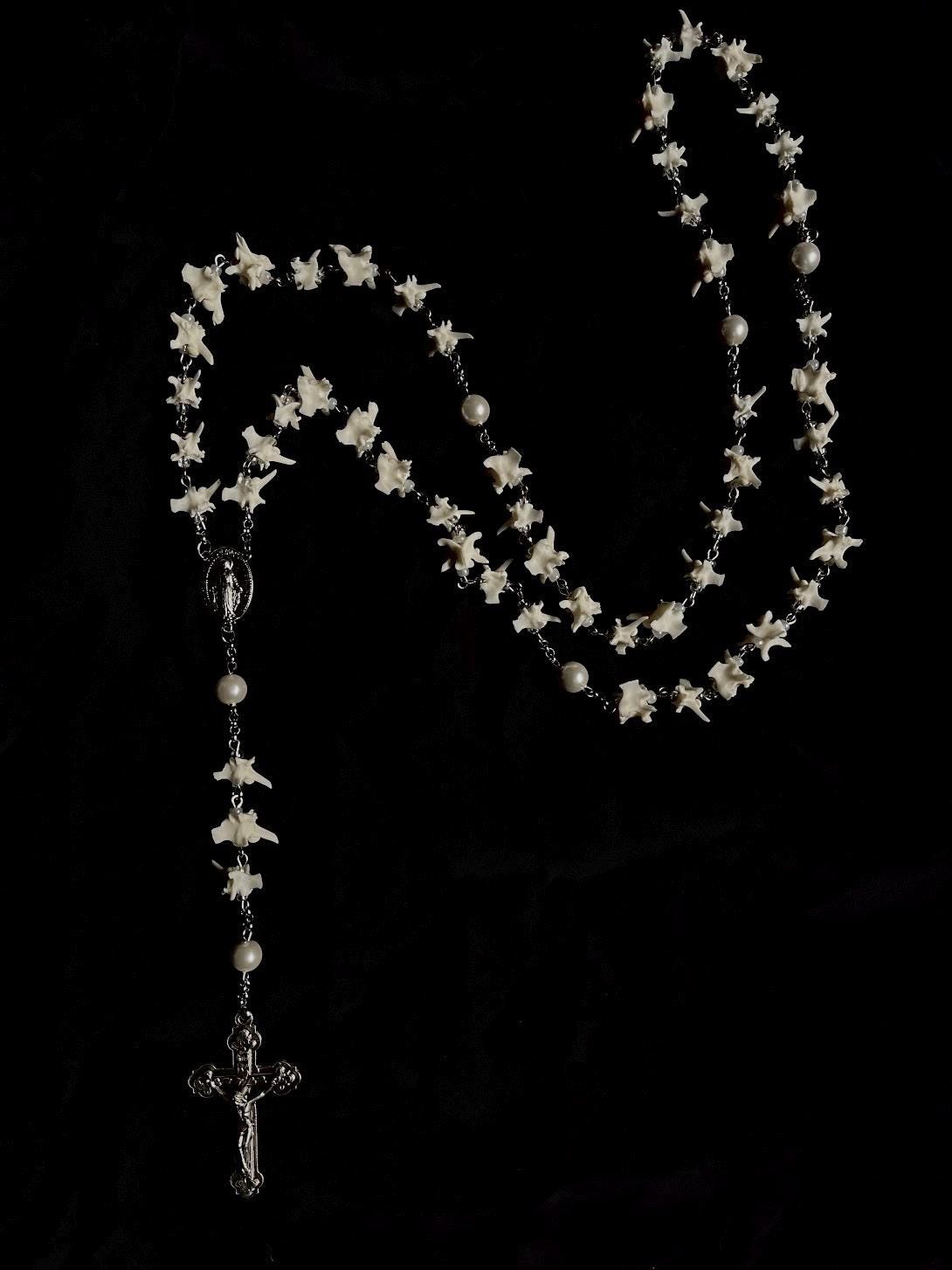 Serpent's Prayer Rosary: Snake Vertebrae Crucifix Necklace, Gothic