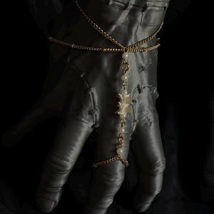 Snake Bone Jewelry: Finger Chain, Gothic Bracelet, Taxidermy Vertebrae, Adjustable Finger Cuff
