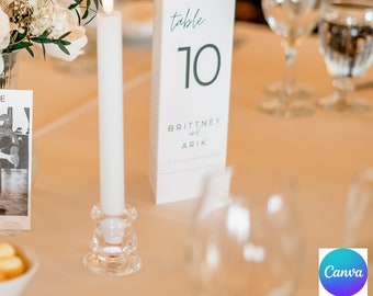 Wedding Tri-Fold Table Numbers - Menu Version - Editable Canva Download