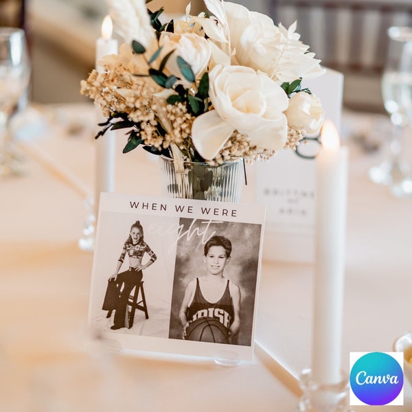 Wedding "When We Were" Signs to match the table numbers - Editable Canva Digital Download