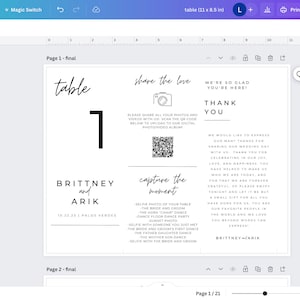 Wedding Tri-fold Table Numbers - Editable Canva Download (version 1) - Etsy