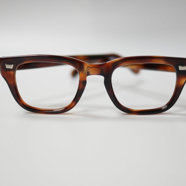 Vintage 1960s Swan USA Tortoise Horn-rimmed 44-20 Eyeglass frames optical eyeglasses USA MADE