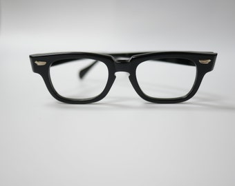 Vintage 1960s ROMCO Black Horn rimmed 44-19 Eyeglass frames optical eyeglasses USA MADE