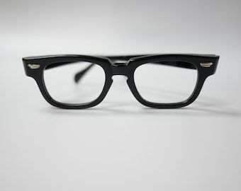 Vintage 1960s ROMCO Black Horn rimmed 44-19 Eyeglass frames optical eyeglasses USA MADE