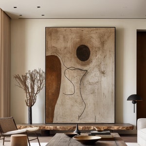 Brown Wabi Sabi Painting Brown Minimalist Canvas Art Large 3D Texture Painting on Canvas Brown Painting Brown Wall Painting for Home Decor