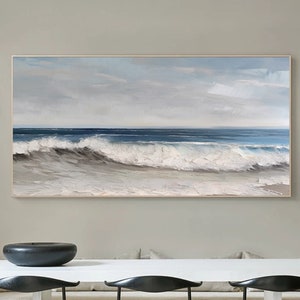 Original Abstract Blue Ocean Oil Painting On Canvas Sea&Beach extured Seascape Wall Art Sea Abstract Oil Painting Personalized Gift