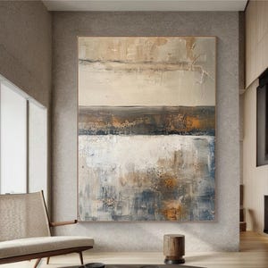 Beige Abstract Wall Art Large Gray Texture Painting on Canvas Wabi Sabi Wall Art Abstract Minimalism Painting original Texture Wall Art