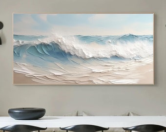 3D Textured Ocean Painting Blue Ocean Wall Art Textured Wall Painting Textured Art Original Wave Wall Art Textured Ocean Wave Painting