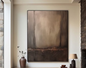 Dipinto astratto marrone: arte su tela strutturata di grandi dimensioni