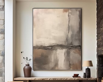 Beige Abstract Painting: Wabi Sabi Textured Canvas Art