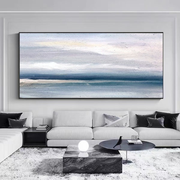 Abstract Original Painting Contemporary Art 3D Textured Ocean Painting Original Sky Landscape Painting Ocean painting Beach Sky Art Decor