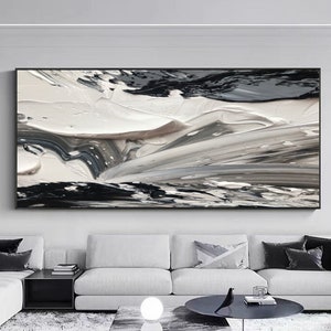 Original black and white 3D texture wall art 3D texture abstract texture painting, minimalism black white texture art, abstract wall art