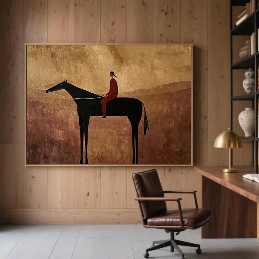 Oversized Brown Textured Horse Wall Art Original Western Cowboy Japandi ...
