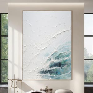 Ocean Textured Painting Large Ocean Painting Hand-Painted Coastal Textured Canvas Art Minimalist Ocean Art Original Living Room Decor