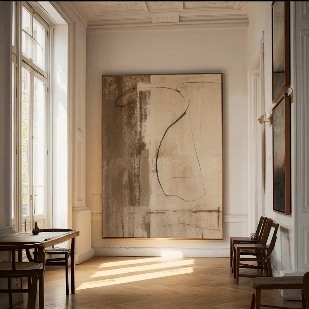 Large Wabi Sabi Textured Abstract Painting, Beige Brown Neutral Canvas ...
