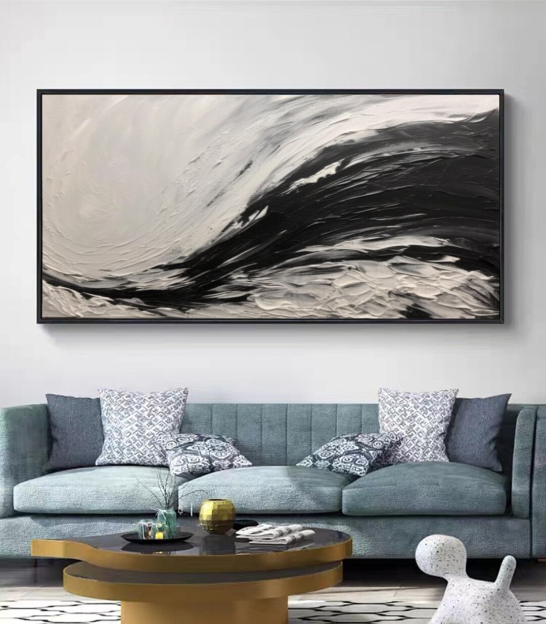 Large White and Black Abstract Painting 3D Texture Painting - Etsy