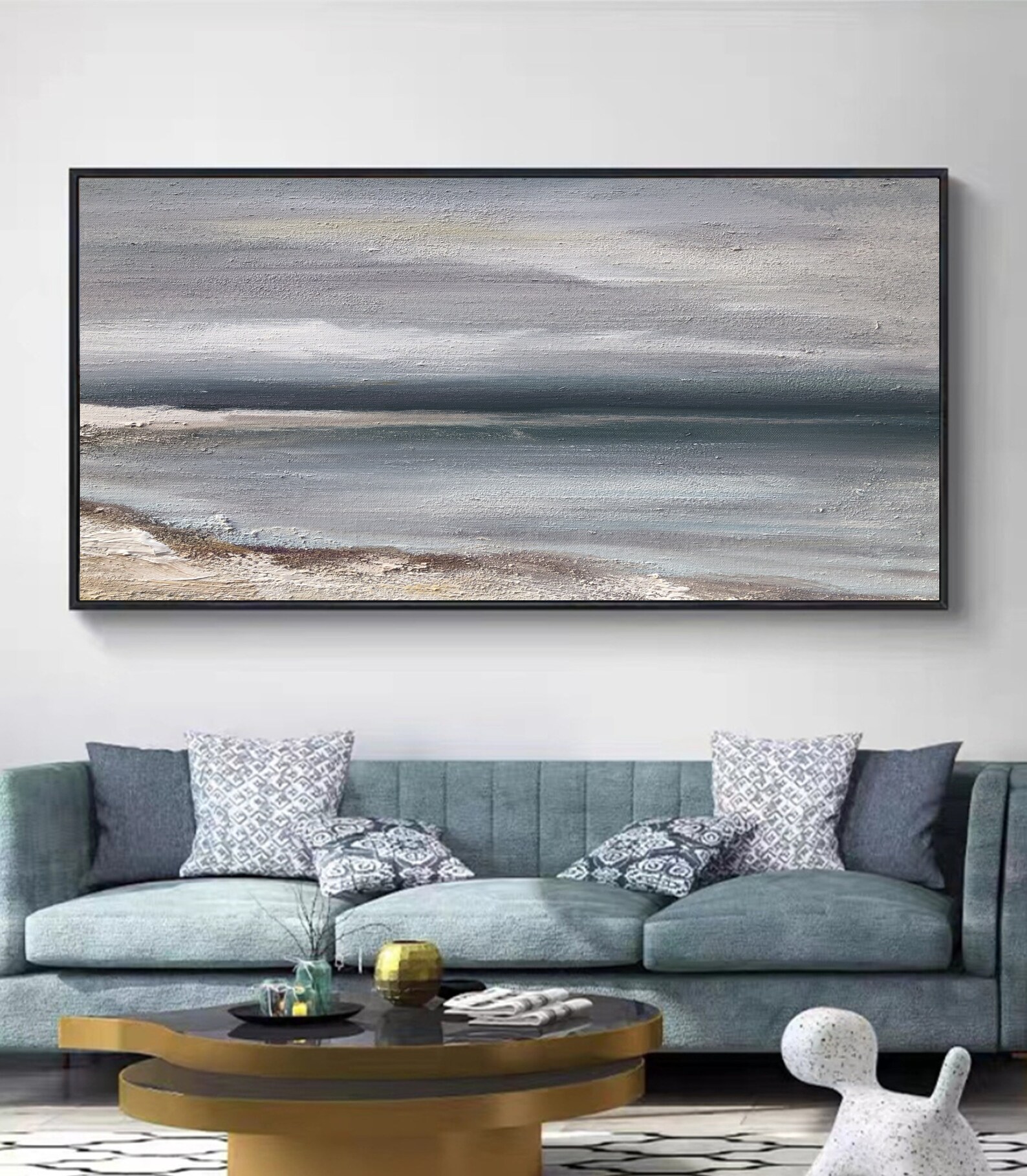 Large Coastal Wall Art Ocean Paintings on Canvas Cloud and Sky Painting
