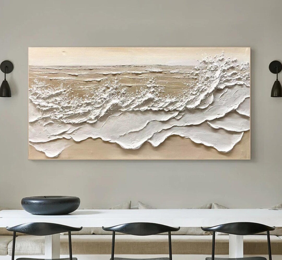 3D Textured Ocean Waves Painting: Abstract Wabi-sabi Canvas Wall Art - Etsy