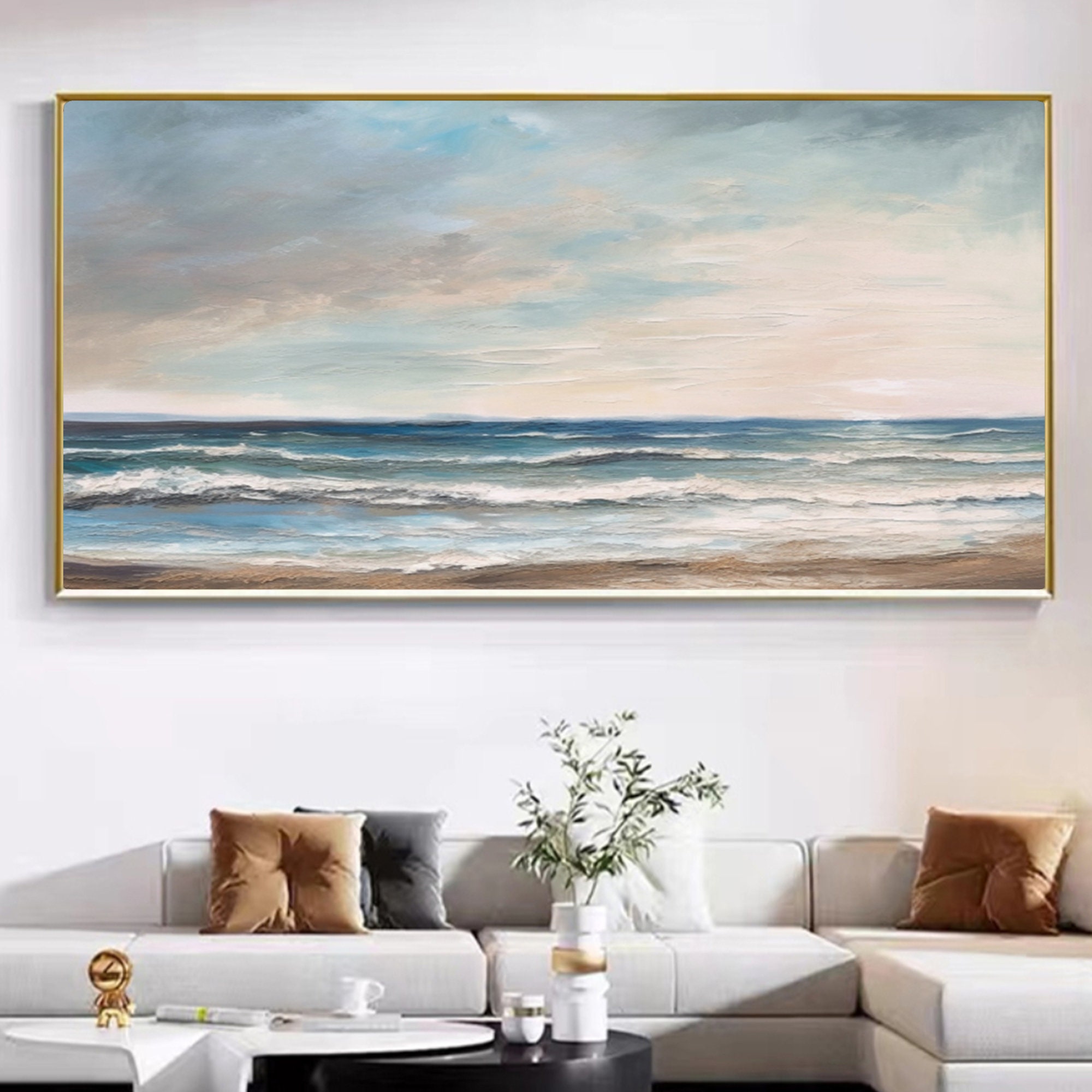 Large Scale Coastal Painting Abstract Sea Wall Art Sea Oil Etsy