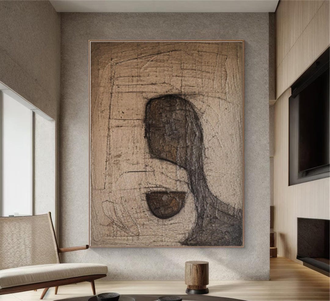 Wabi Sabi Wall Art Abstract Paintings Black and Brown 3D Texture Wall ...