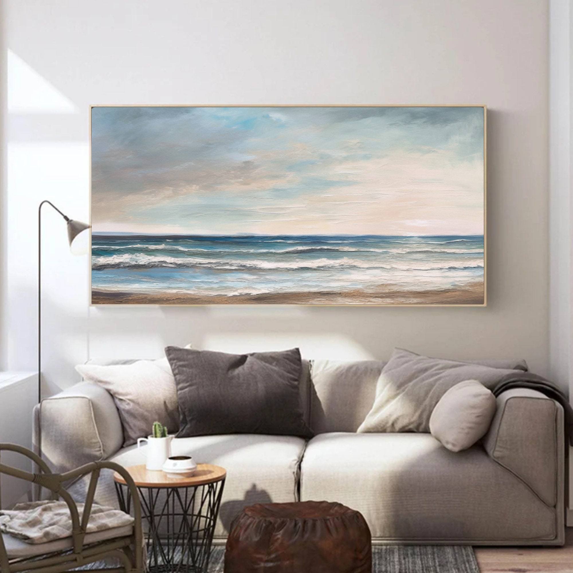 Large Scale Coastal Painting Abstract Sea Wall Art Sea Oil Etsy