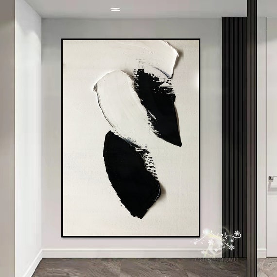 Black and white abstract paintings on canvas discount