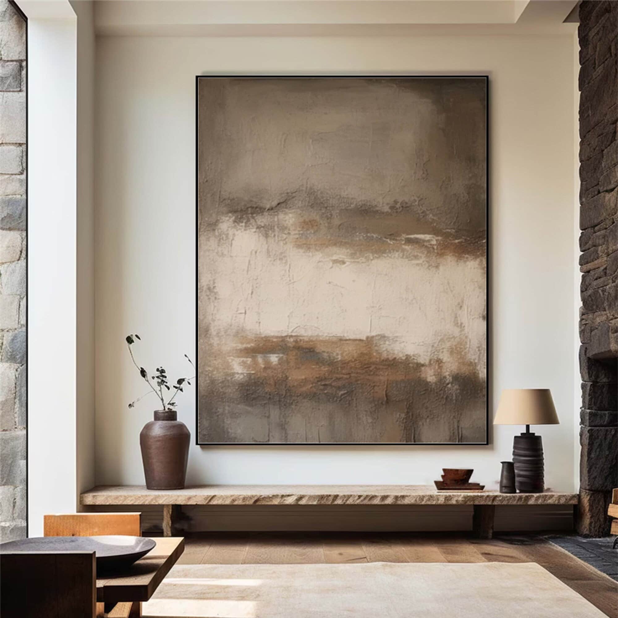 Neutraal abstract schilderij, Wabi Sabi moderne muurkunst (grote instant download) - België