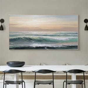 Large Textured Ocean Wall Art Blue Sea Wave Oil Painting On Canvas Textured Ocean Painting Sea Abstract Painting Living Room Wall Decor